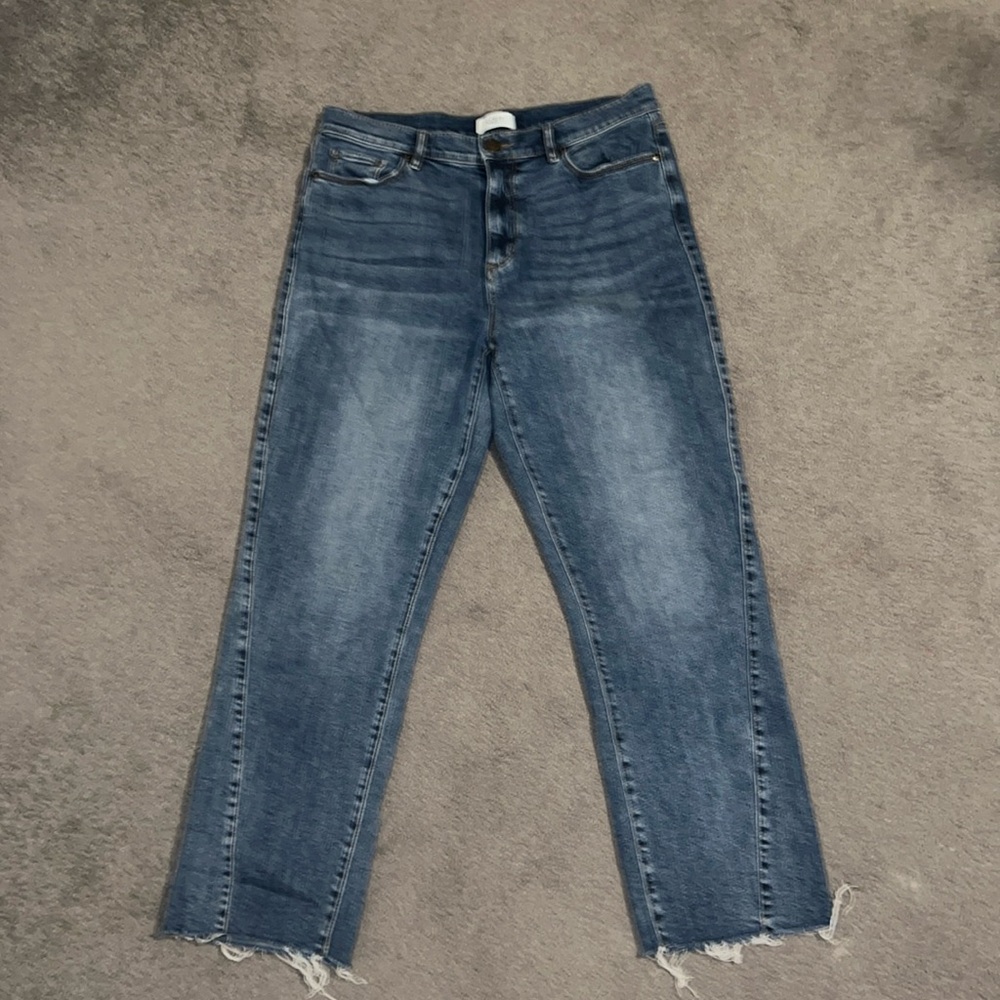 Loft Outlet High Rise Straight Raw Hem Jeans Size 8